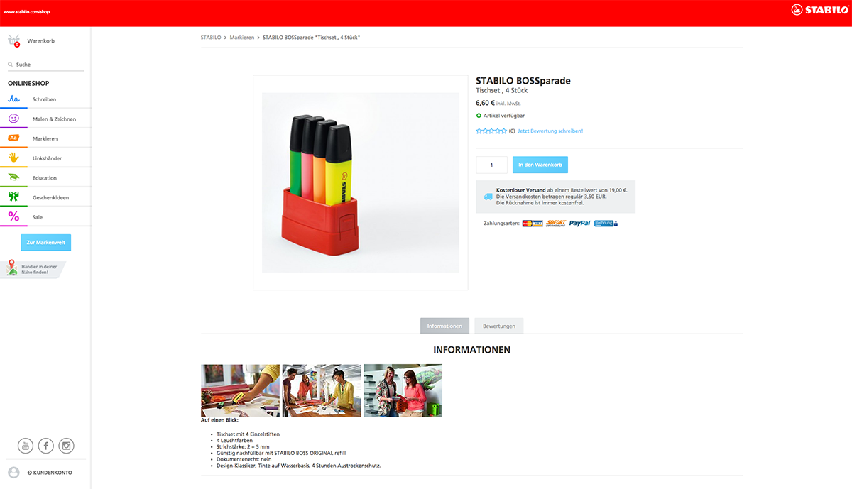 Stabilo Shop Detailview